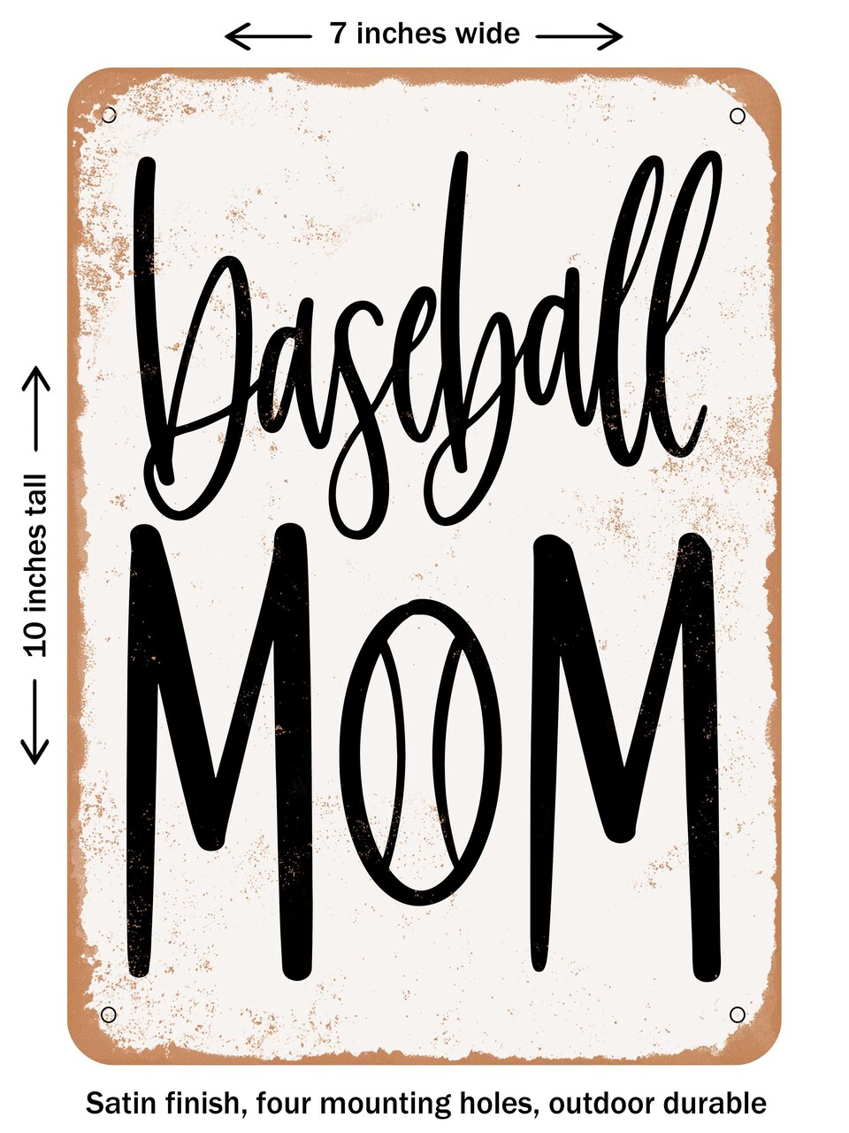 DECORATIVE METAL SIGN - Baseball Mom - 2 - Vintage Rusty Look